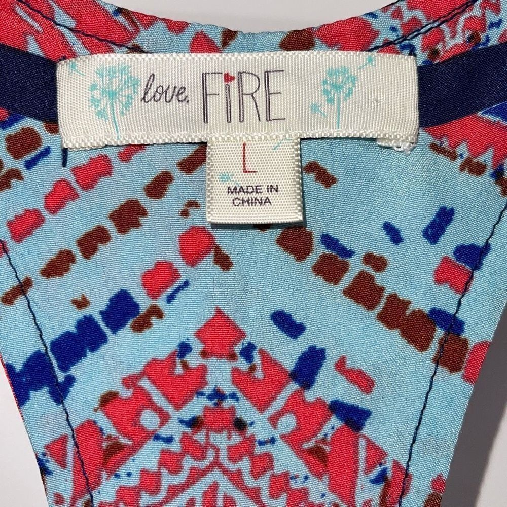 Love Fire Womens Maxi Racerback Dress Sleeveless Summer Vacation Red Blue Large - Picture 5 of 8